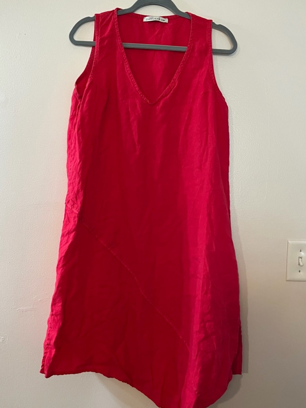 Eva Tralala Shift Dress 100% Linen Sleeveless Made in France Sz L Blue.